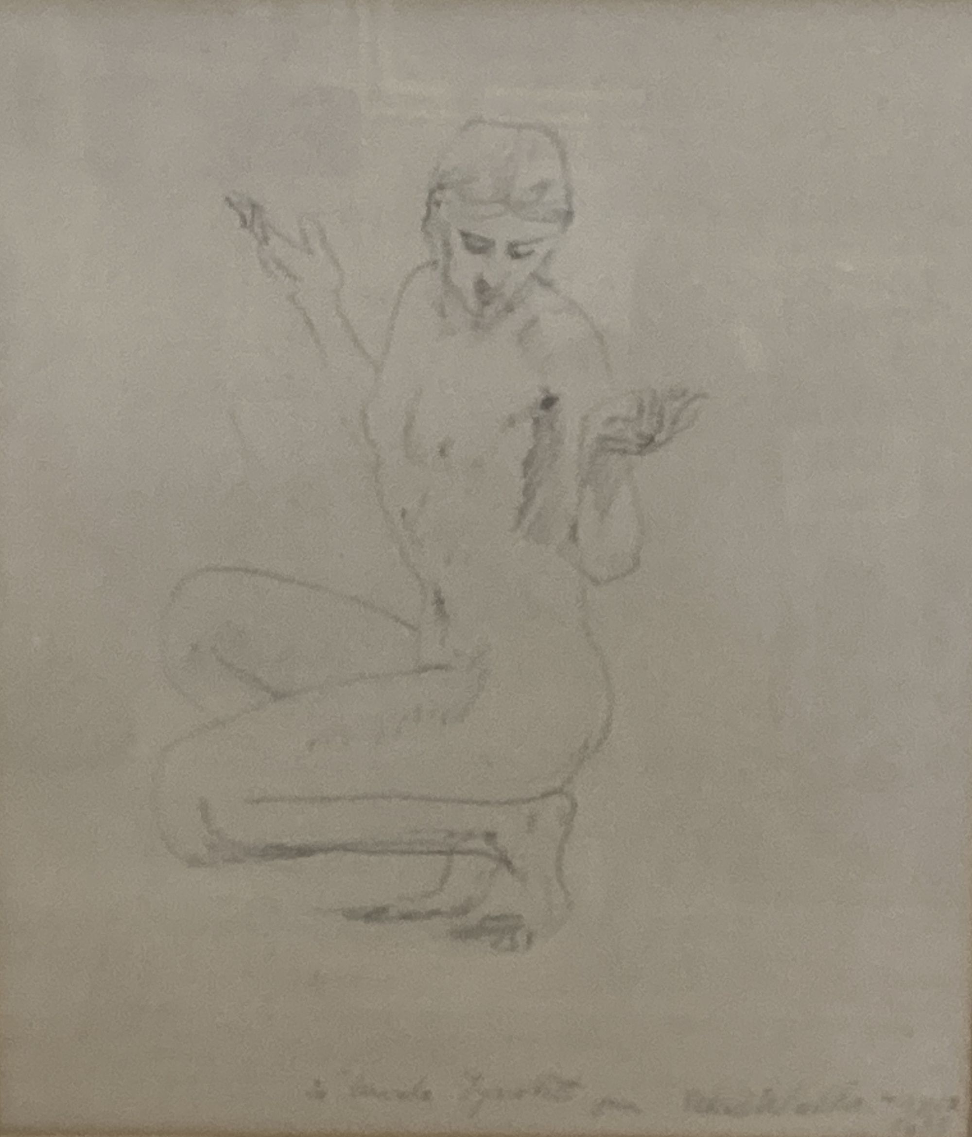 Dame Ethel Walker (1941-), pencil drawing, A Russian dancer, inscribed by the artist 'To Ursula Tyrwhitt and dated 1936, 35 x 30cm